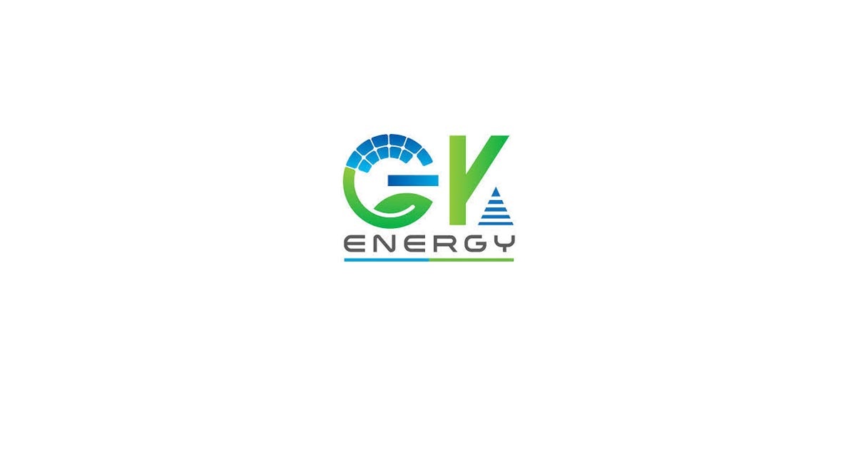 GK Energy IPO company logo with blue and green design